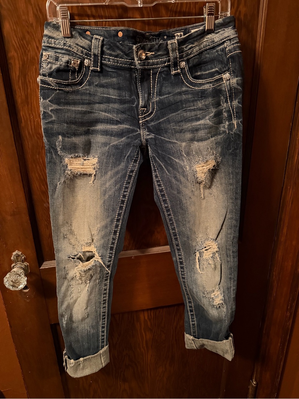 Miss Me Distressed Dark Blue Boyfriend Jeans